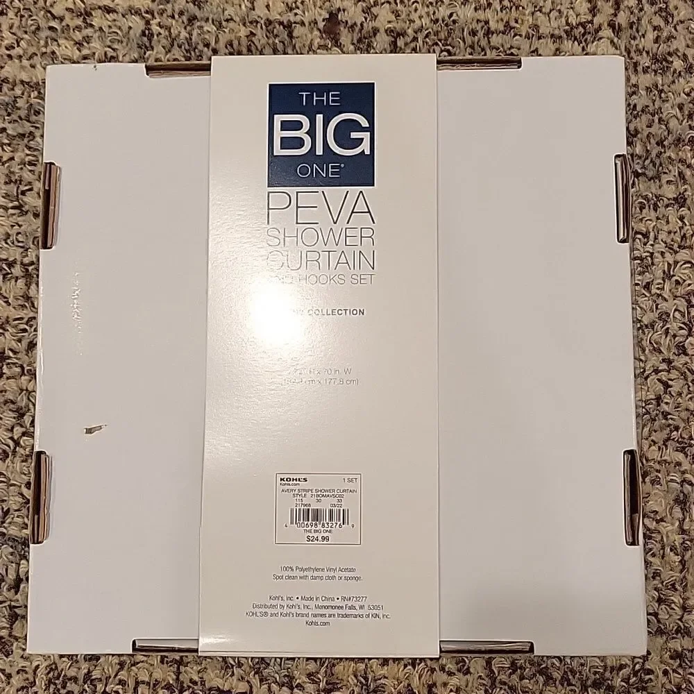 The Big one Peva Shower Curtain and hooks set